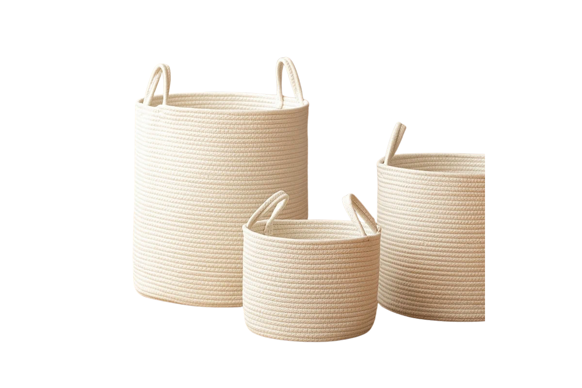 AUFBEWAHRUNGSKÖRBE AUS BAUMWOLLE 3ER-SET