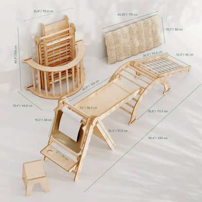 MONTESSORI 6-IN-1 KLETTERSET AUS HOLZ – BEWEGUNG, KREATIVITÄT & SPIELERISCHES LERNEN VEREINT