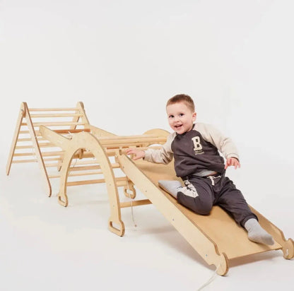 MONTESSORI 6-IN-1 KLETTERSET AUS HOLZ – BEWEGUNG, KREATIVITÄT & SPIELERISCHES LERNEN VEREINT