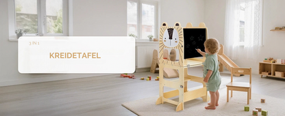 MONTESSORI LERNTURM AUS HOLZ – SICHER MITHELFEN & GEMEINSAM ENTDECKEN