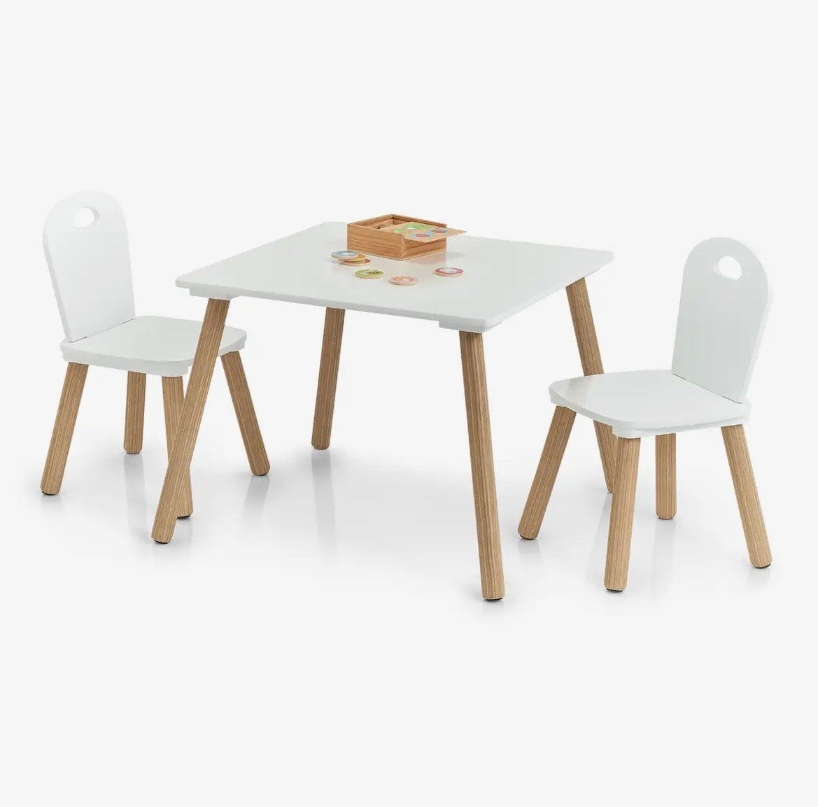 KINDER-SITZGRUPPE IM SCANDI-STIL | TISCH & 2 STÜHLE AUS HOLZ