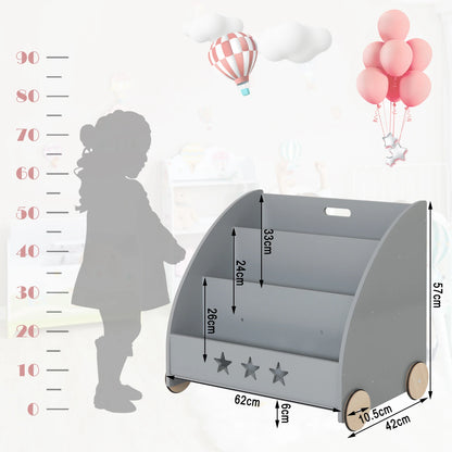 MONTESSORI BÜCHERREGAL AUS HOLZ AUF ROLLEN - FLEXIBEL, PRAKTISCH & STILVOLL | Code MAMA10