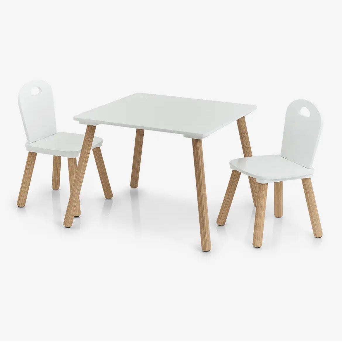 KINDER-SITZGRUPPE IM SCANDI-STIL | TISCH & 2 STÜHLE AUS HOLZ