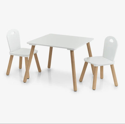 KINDER-SITZGRUPPE IM SCANDI-STIL | TISCH & 2 STÜHLE AUS HOLZ