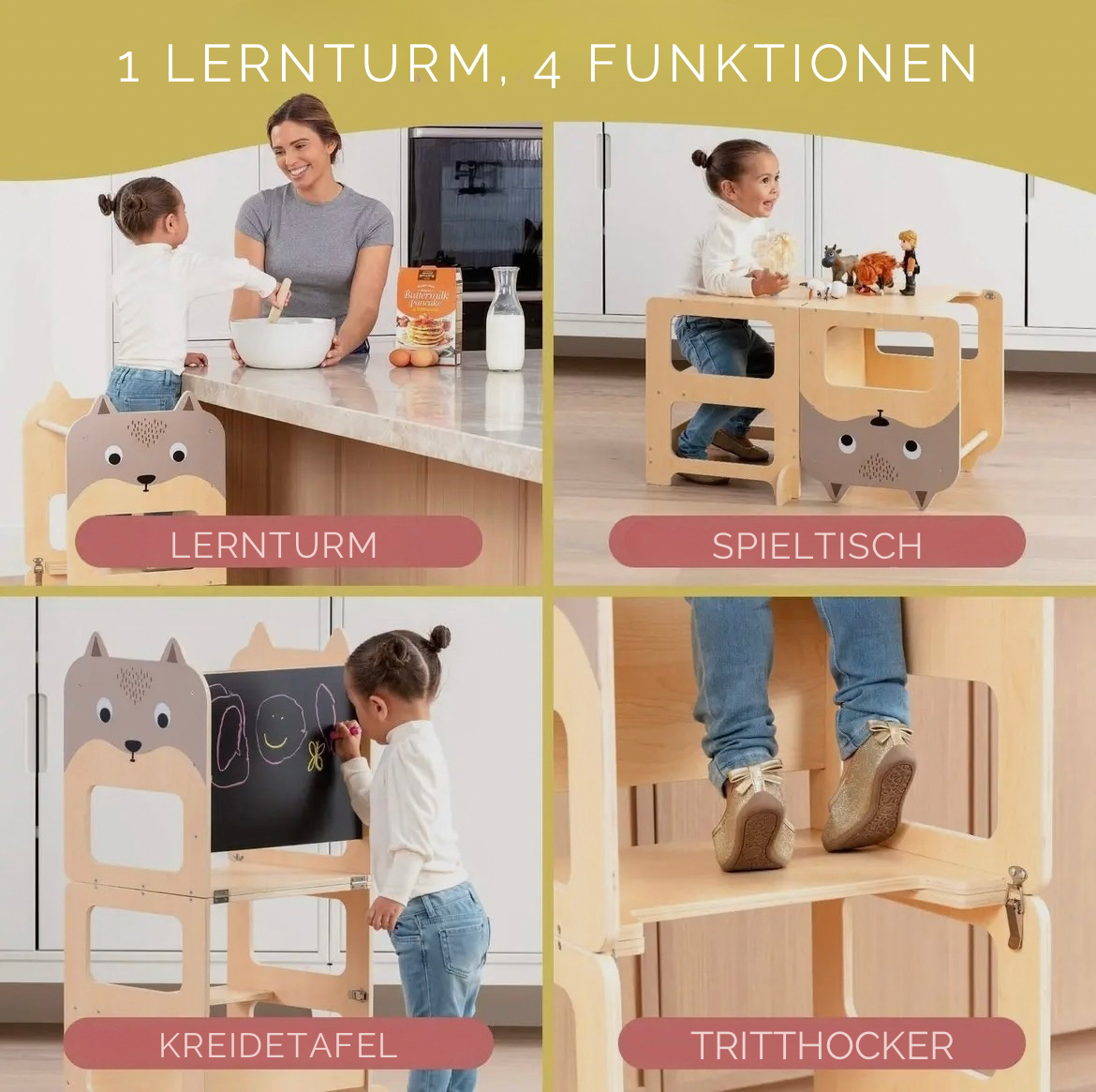 MONTESSORI LERNTURM 4-IN-1 MITWACHSEND UND VIELSEITIG
