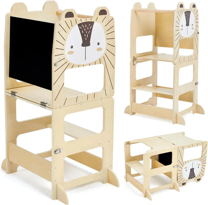 MONTESSORI LERNTURM AUS HOLZ – SICHER MITHELFEN & GEMEINSAM ENTDECKEN